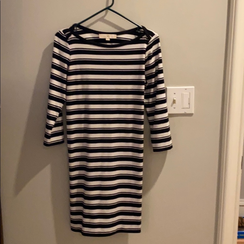 Navy and white long sleeve Loft dress size s